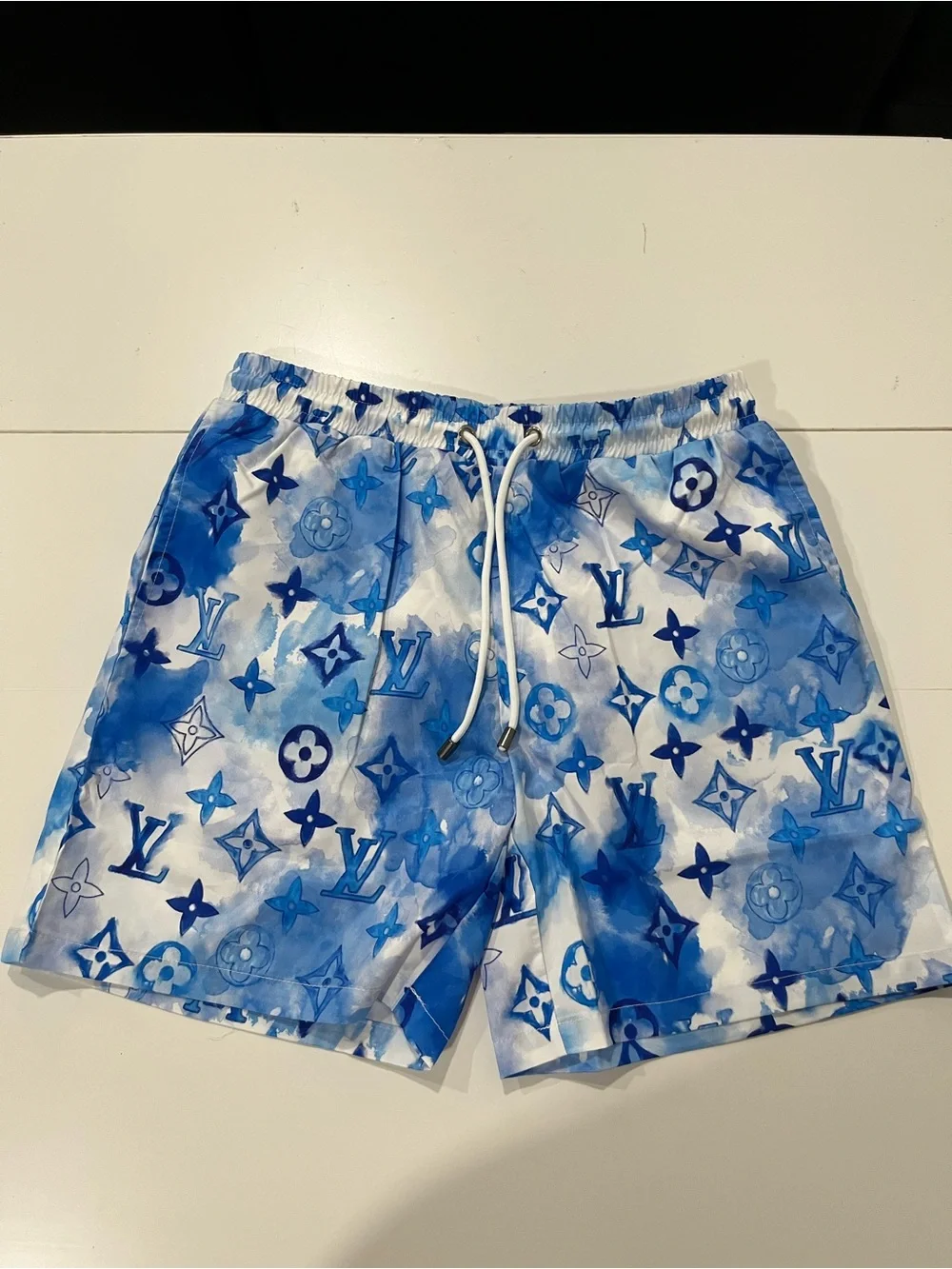 Louie Vuiton Blue Watercolor Monogram Swim Trunks